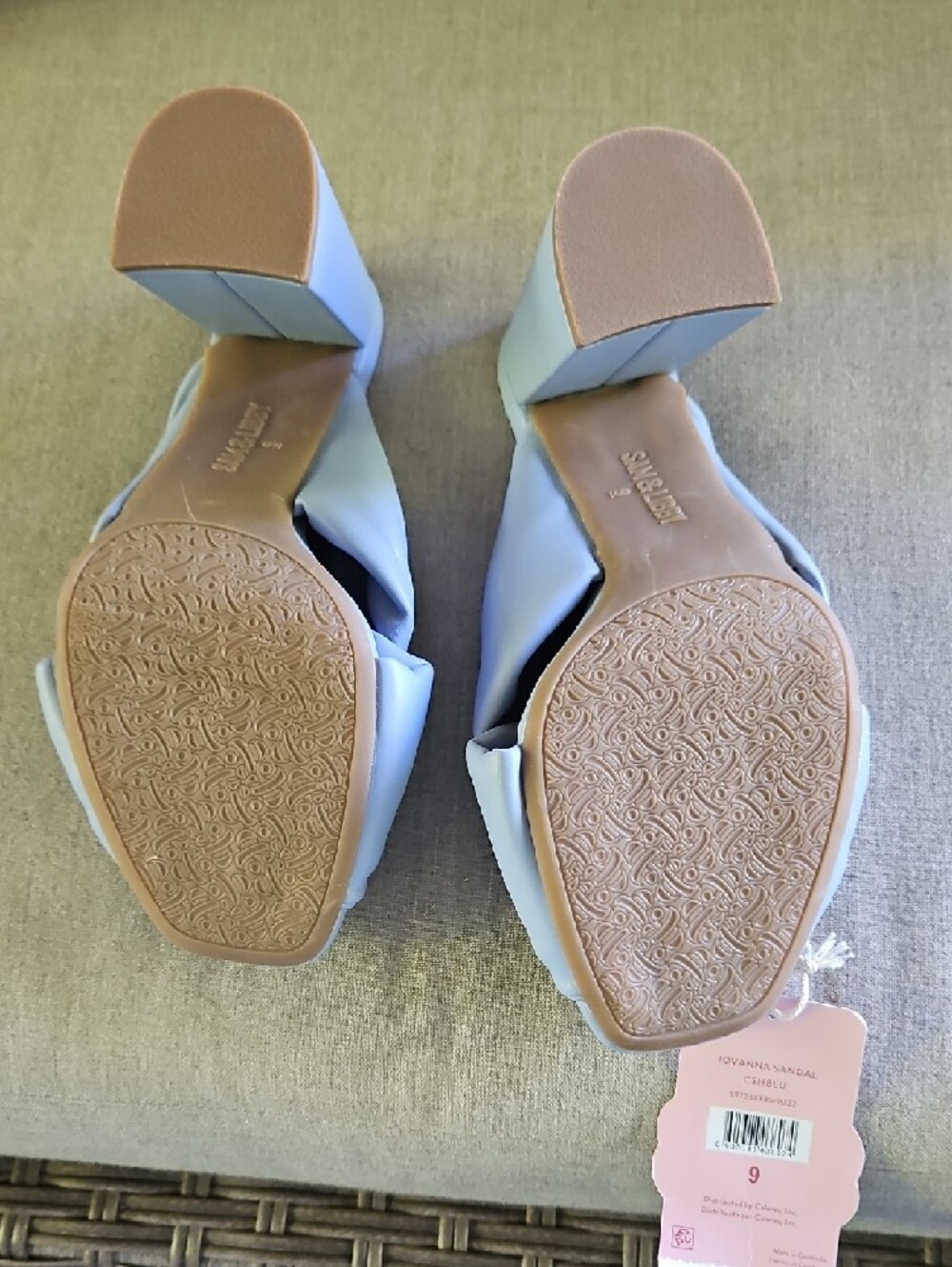 Sam & Libby Knotted Slide Block Heel Sandals in Light Blue 9 - Picture 10 of 11